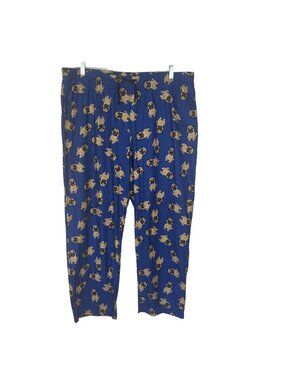 Royal Class Pajama Pants Pug Dogs Elastic Waistband XL Blue Loungewear